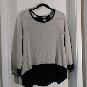 Bar III Grey and Black Split Back Sweater